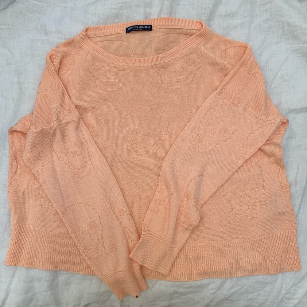 Brandy Melville coral skull light sweater